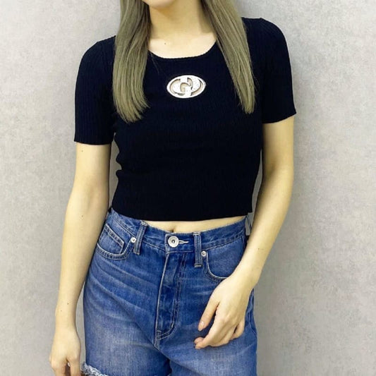 GD Bijou Mold Half Sleeve Knit Top Women's