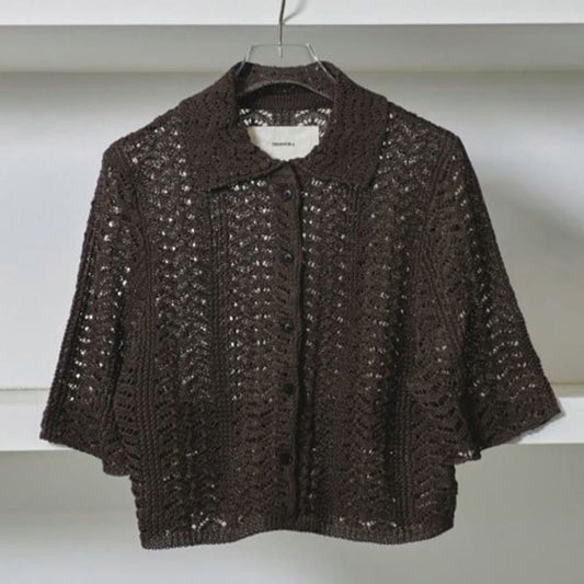 Todayful Lace Knit Shirts Charcoal Gray