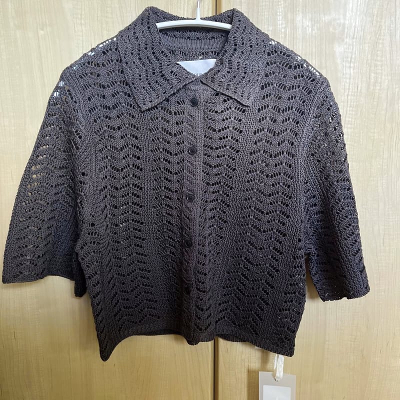 Todayful Lace Knit Shirts Charcoal Gray