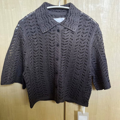 Todayful Lace Knit Shirts Charcoal Gray