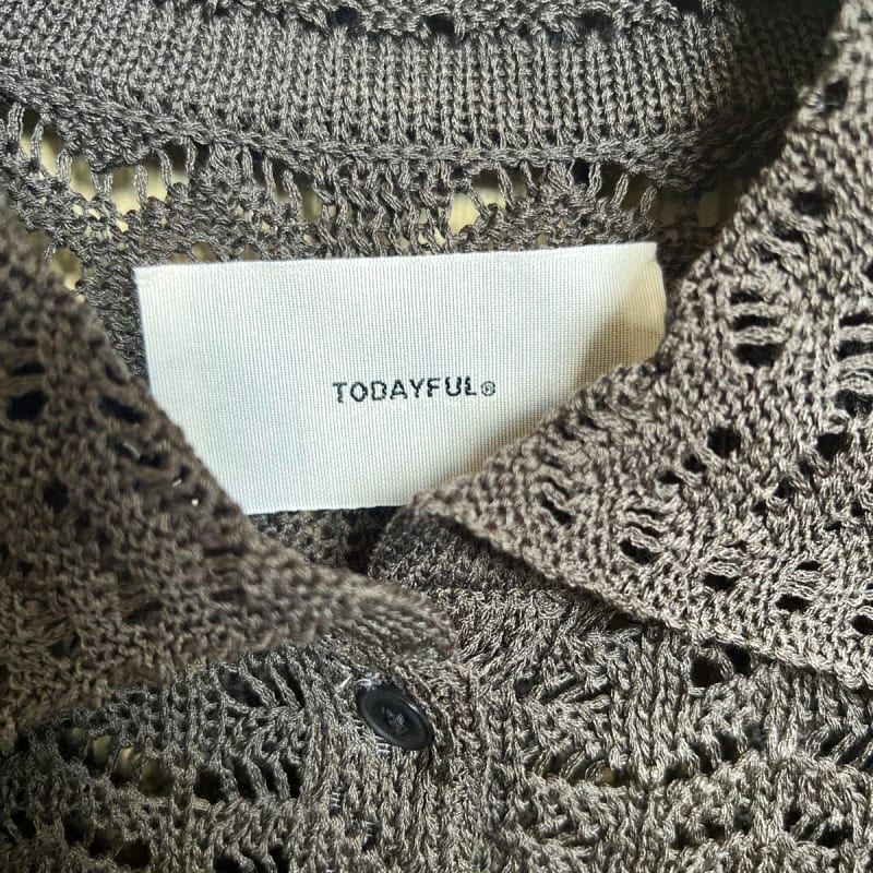 Todayful Lace Knit Shirts Charcoal Gray