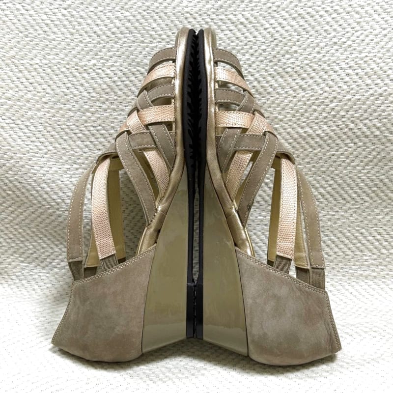 Ginza Yoshinoya Leather Sandals Woven Autumn Color Bicolor New