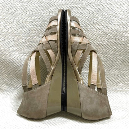 Ginza Yoshinoya Leather Sandals Woven Autumn Color Bicolor New