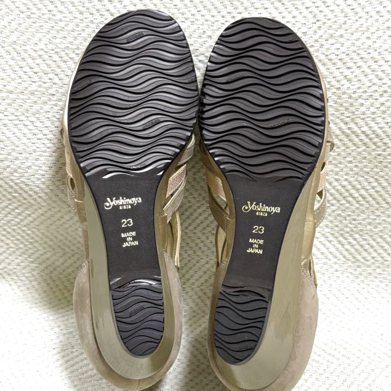 Ginza Yoshinoya Leather Sandals Woven Autumn Color Bicolor New