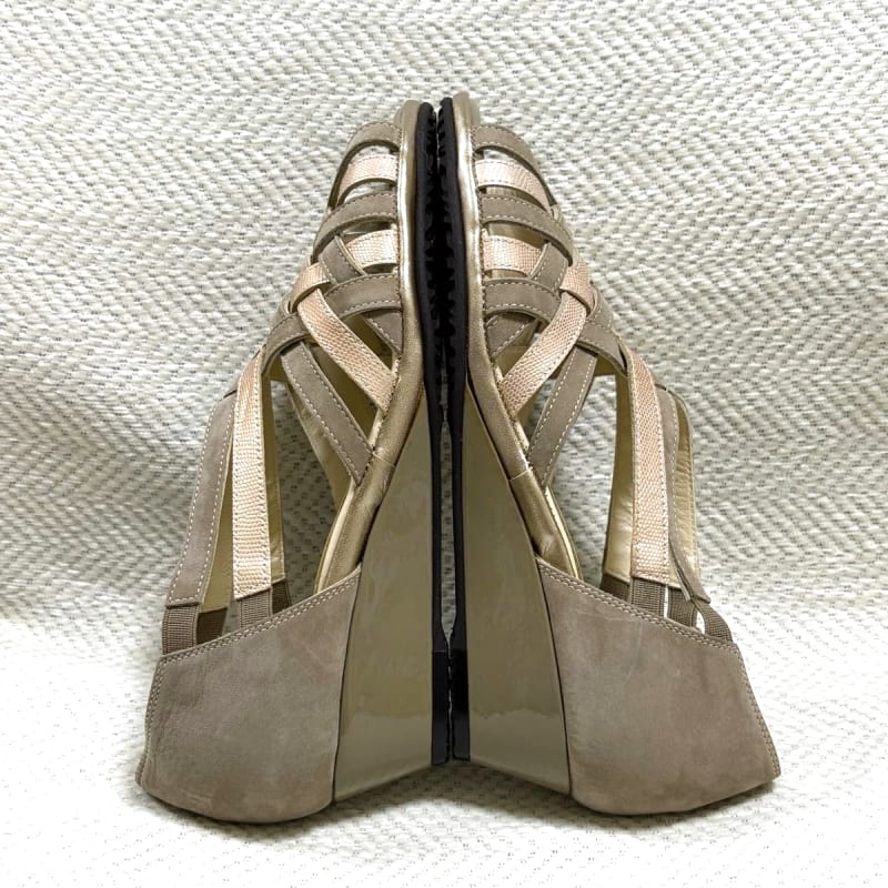 Ginza Yoshinoya Leather Sandals Woven Autumn Color Bicolor New