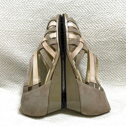 Ginza Yoshinoya Leather Sandals Woven Autumn Color Bicolor New