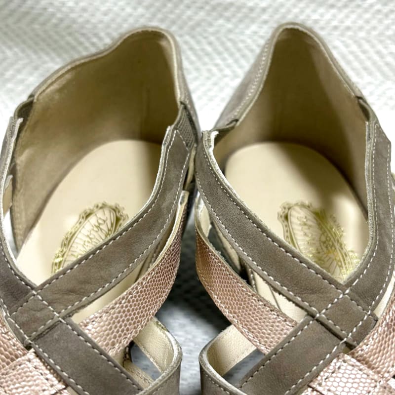 Ginza Yoshinoya Leather Sandals Woven Autumn Color Bicolor New