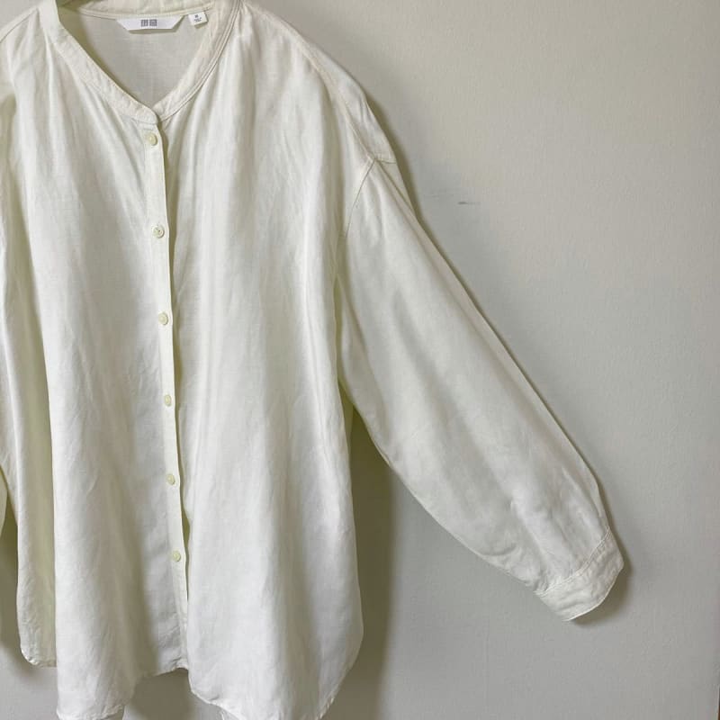 UNIQLO Long Sleeve Band Collar Shirt Size M White