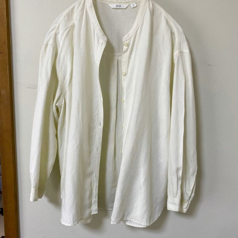 UNIQLO Long Sleeve Band Collar Shirt Size M White