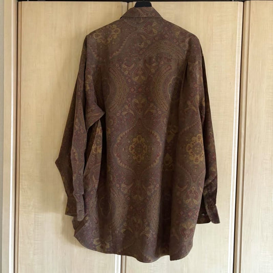 SEIBU U251 100% Silk Asian Ethnic Long Sleeve Shirt