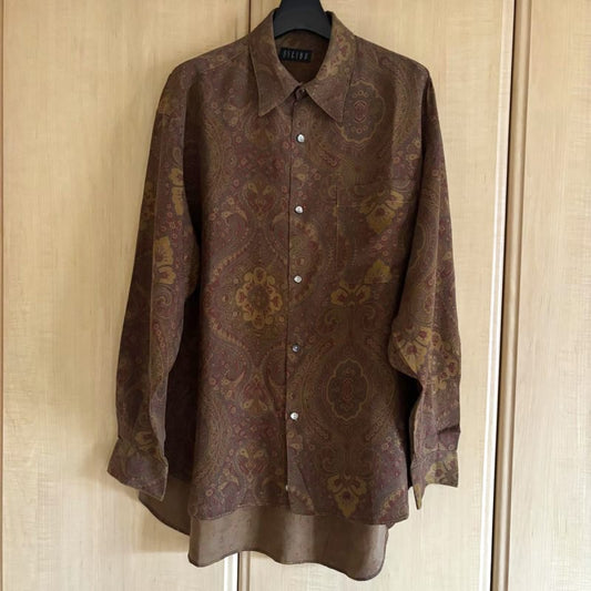 SEIBU U251 100% Silk Asian Ethnic Long Sleeve Shirt