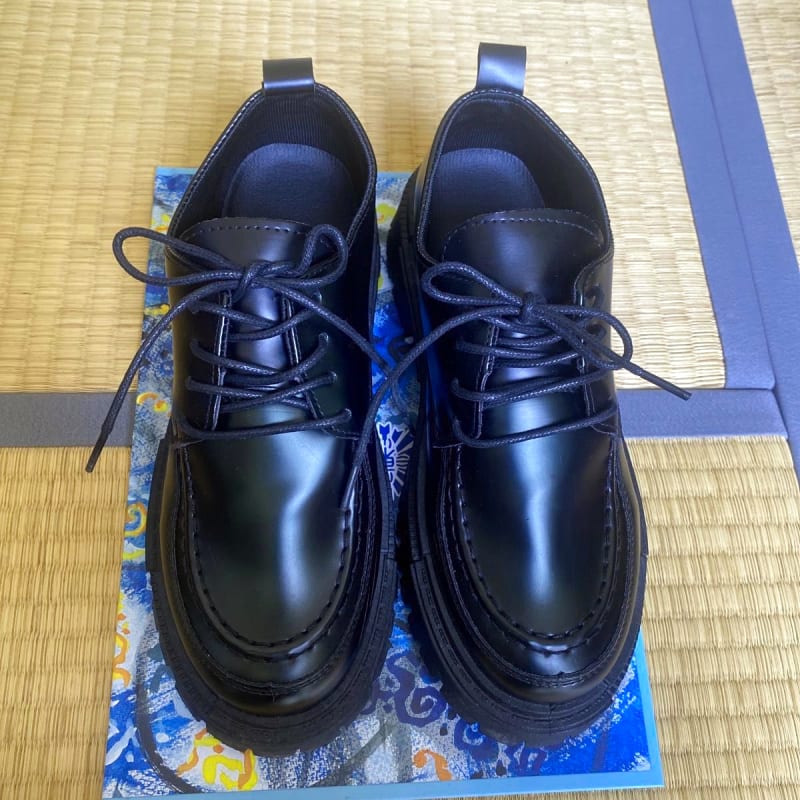 Thick Sole Black Lace-Up Loafers Unused