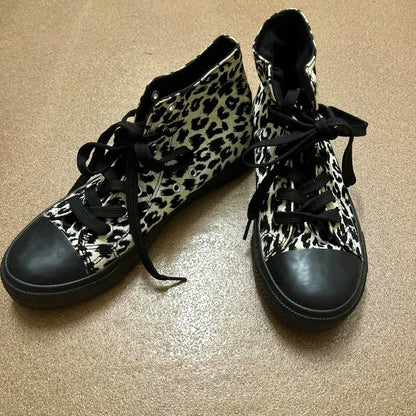 Leopard Print High-Top Sneakers 24.5cm