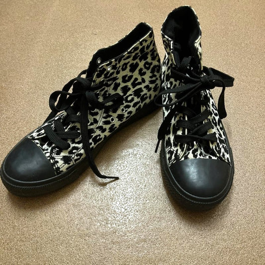 Leopard Print High-Top Sneakers 24.5cm