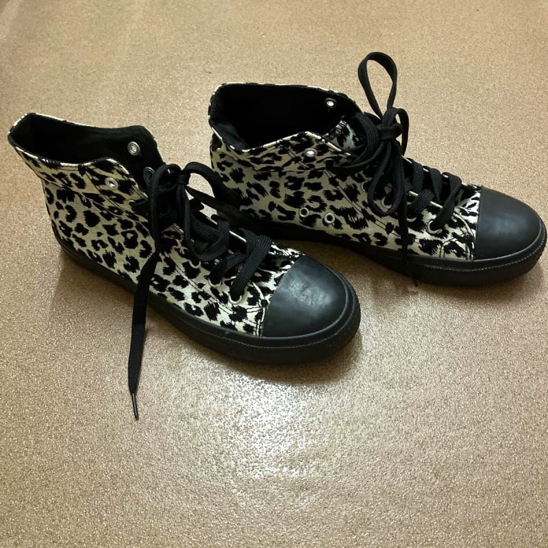 Leopard Print High-Top Sneakers 24.5cm