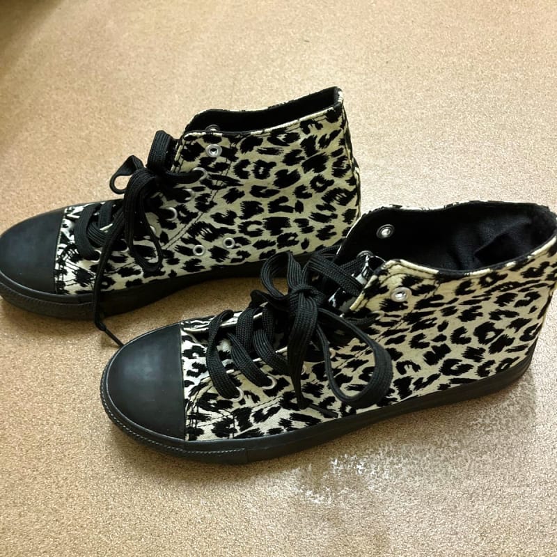 Leopard Print High-Top Sneakers 24.5cm