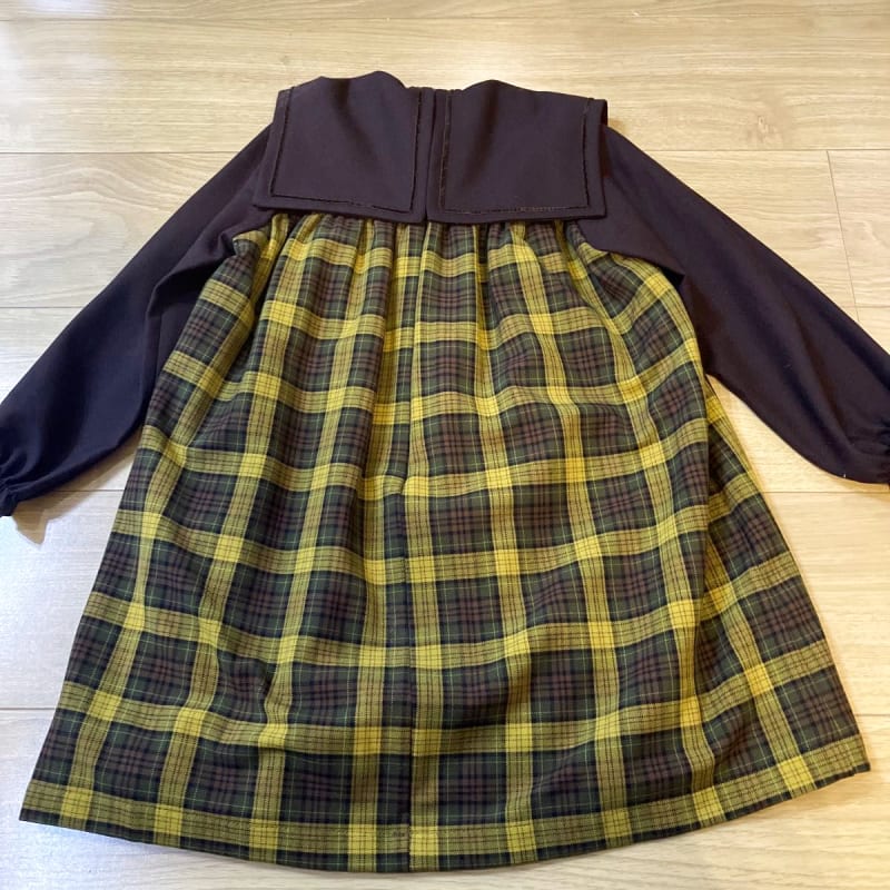 Sansaka Epuchi 6A Sailor Dress Brown Check Long Sleeve