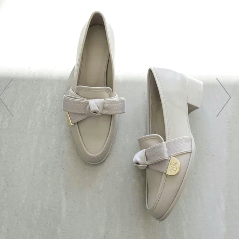 Randa Monogram Ribbon Loafers Gray LL