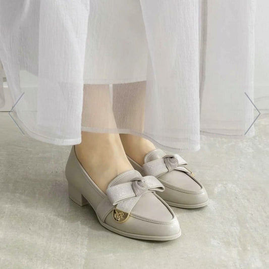 Randa Monogram Ribbon Loafers Gray LL