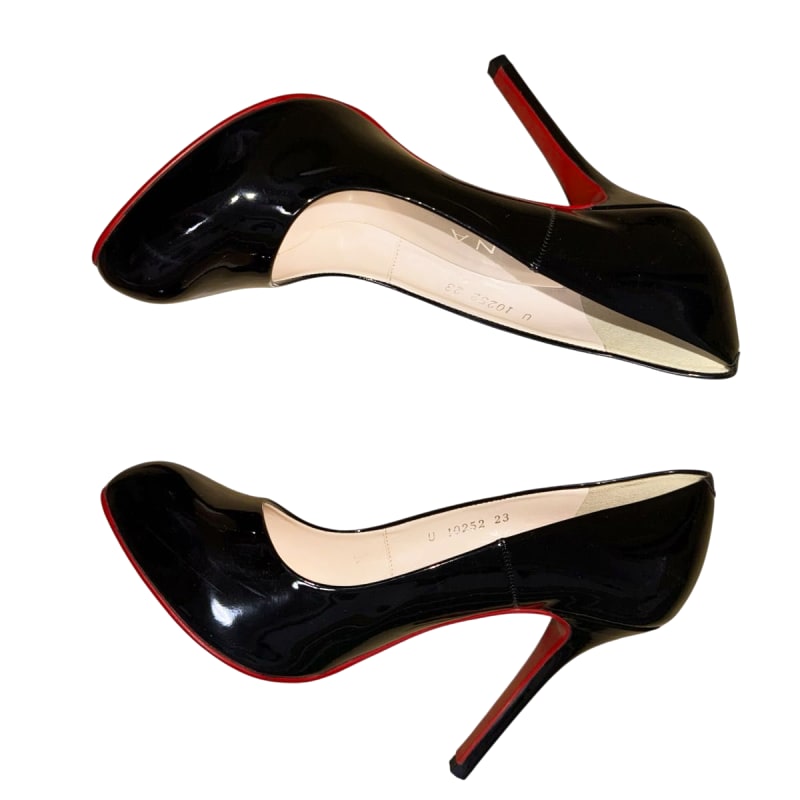 Diana Black Patent Red Sole High Heels 23cm 10cm