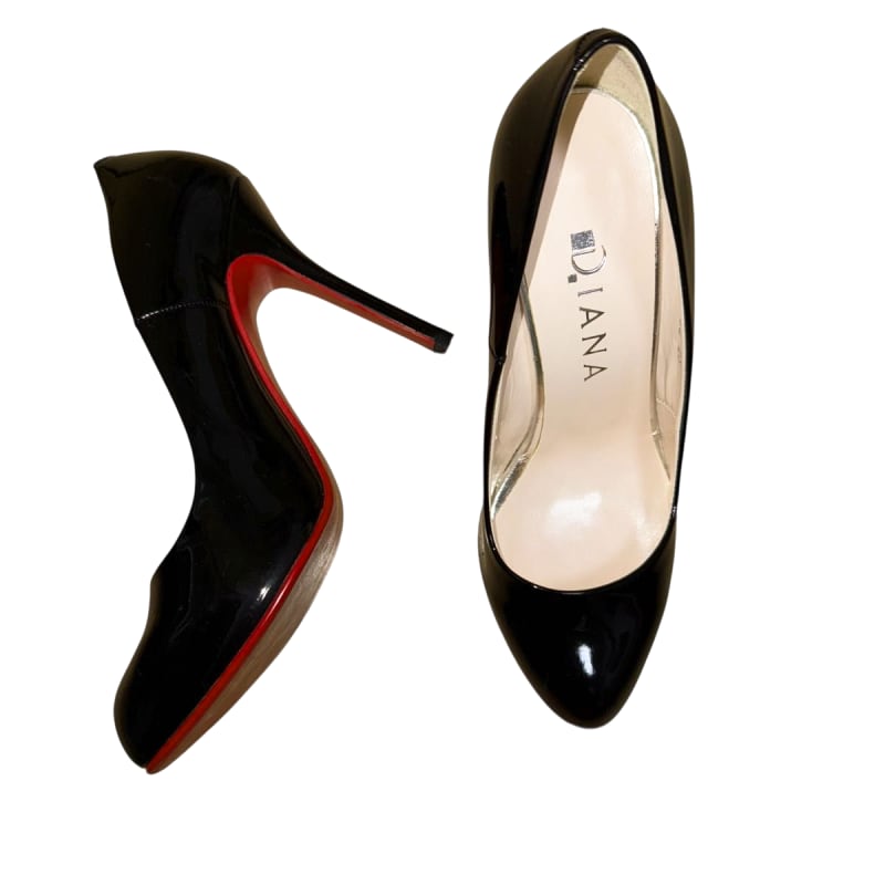Diana Black Patent Red Sole High Heels 23cm 10cm