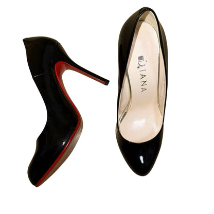Diana Black Patent Red Sole High Heels 23cm 10cm