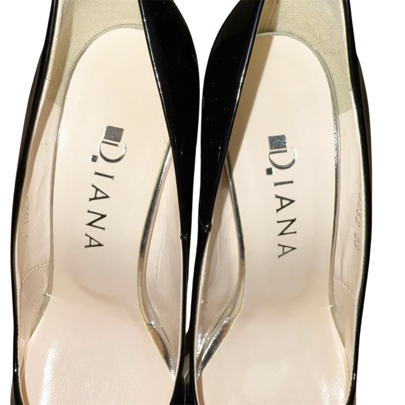 Diana Black Patent Red Sole High Heels 23cm 10cm