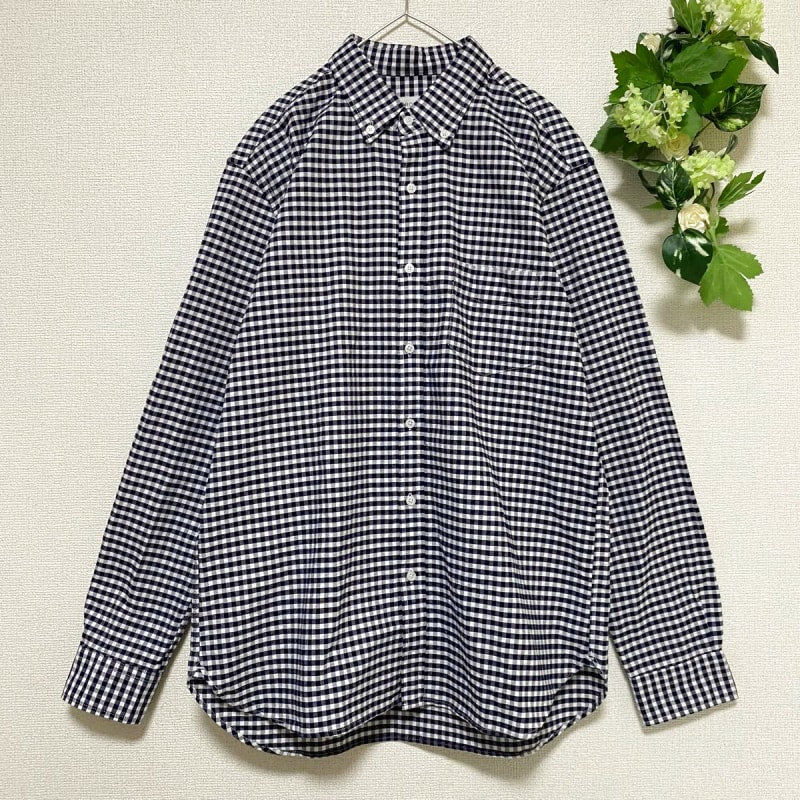 Urban Research Rosso Gingham Check Button Down Shirt M Navy