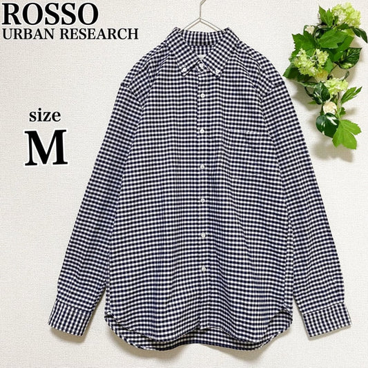 Urban Research Rosso Gingham Check Button Down Shirt M Navy