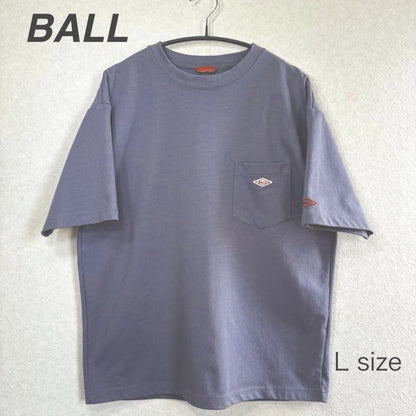 BALL T-Shirt L Size Sax Blue Cotton 100%