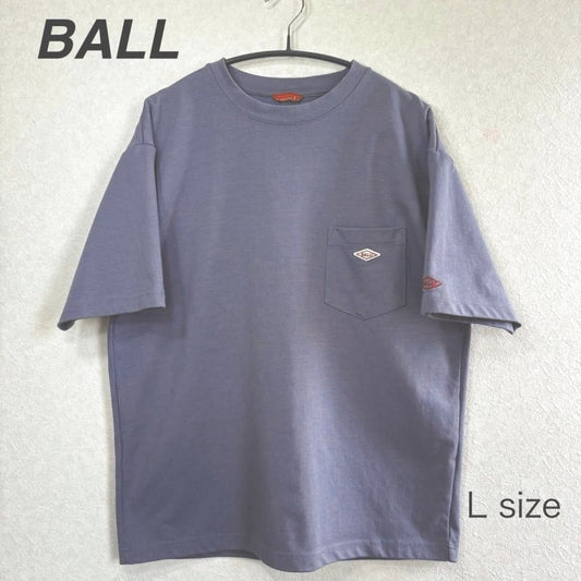 BALL T-Shirt L Size Sax Blue Cotton 100%