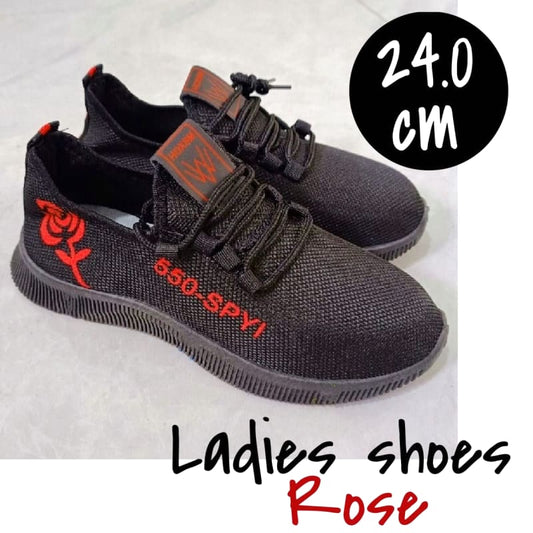 Black Floral Sneakers for Women 24.0 cm