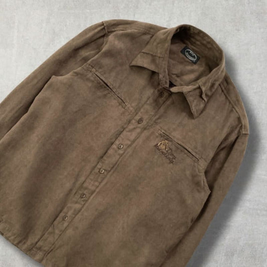 Brown Suede-Like Shirt Jacket Size L
