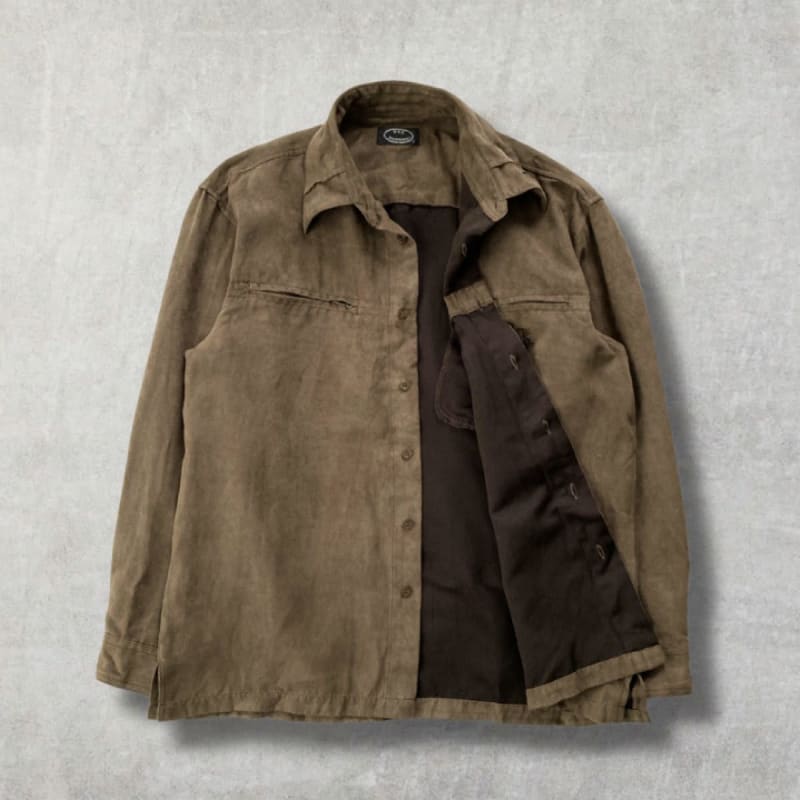Brown Suede-Like Shirt Jacket Size L