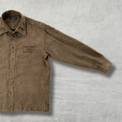 Brown Suede-Like Shirt Jacket Size L
