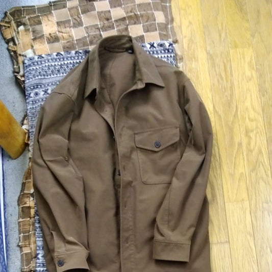 Brown Long Sleeve Shirt Casual with Chest Pocket
