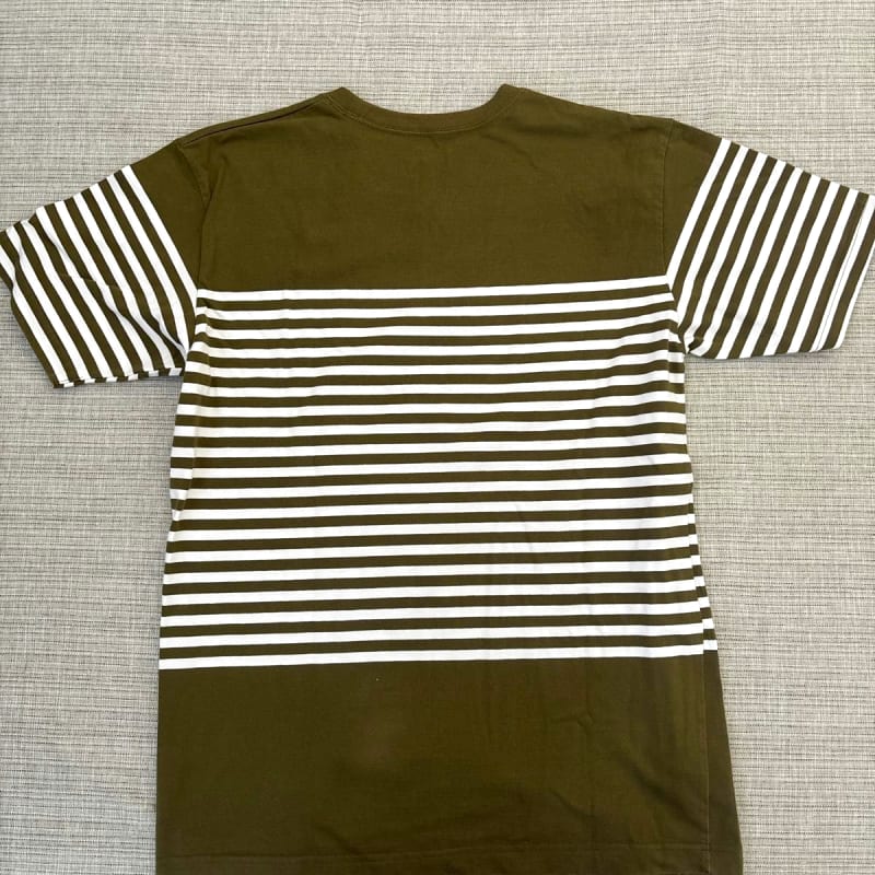 The North Face Striped T-Shirt Khaki White Men's