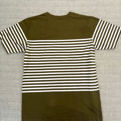 The North Face Striped T-Shirt Khaki White Men's