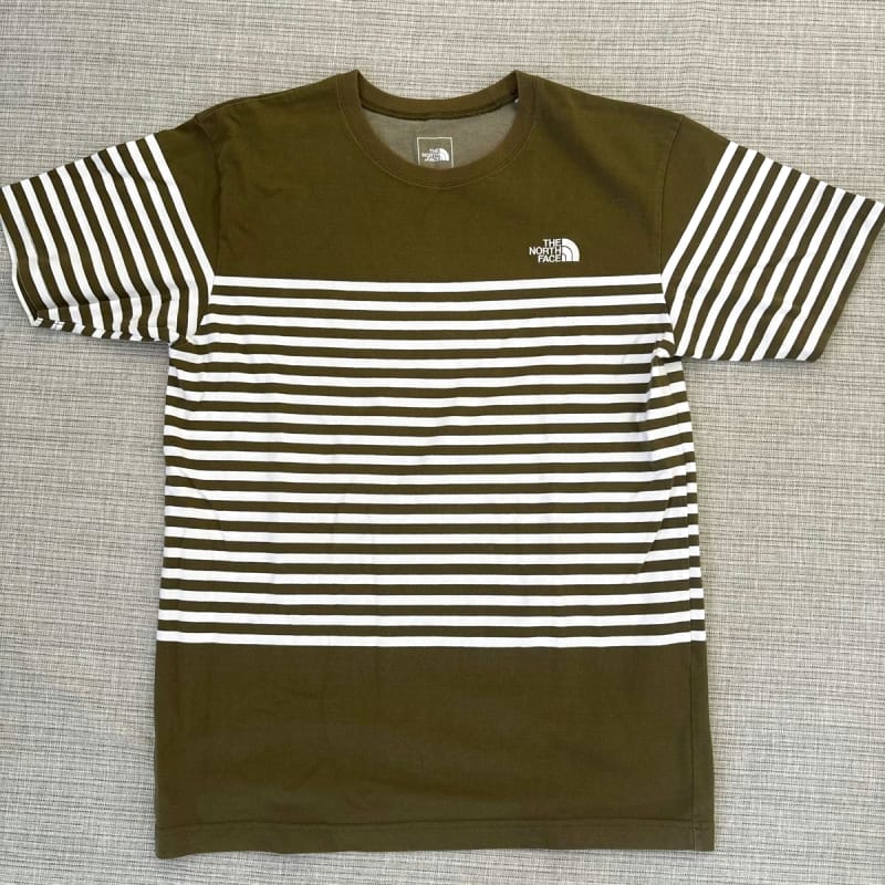 The North Face Striped T-Shirt Khaki White Men's