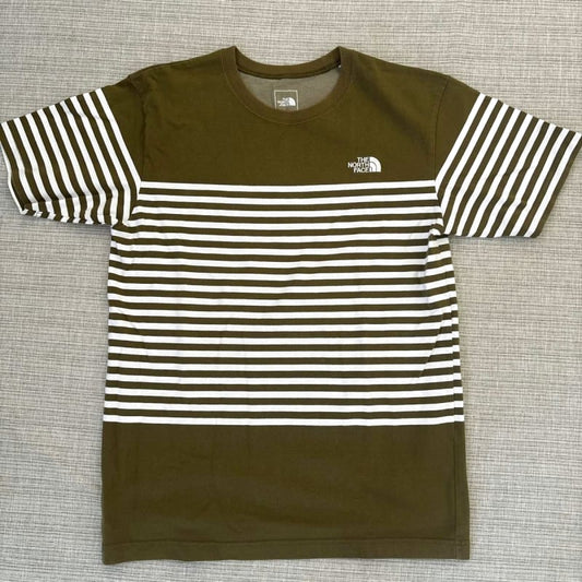 The North Face Striped T-Shirt Khaki White Men's
