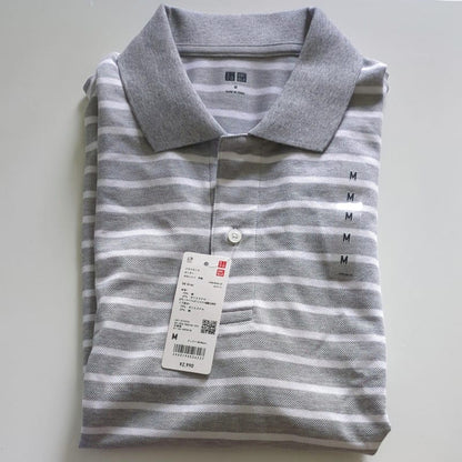 Uniqlo Dry Pique Polo Shirt M White Gray