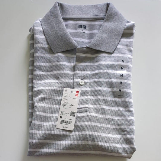 Uniqlo Dry Pique Polo Shirt M White Gray