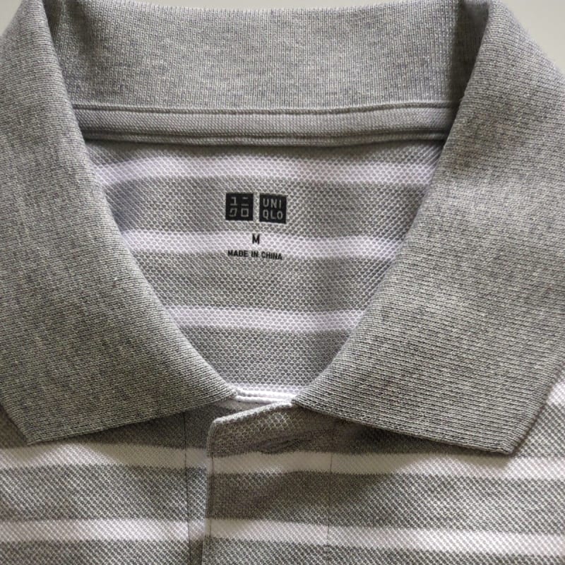 Uniqlo Dry Pique Polo Shirt M White Gray