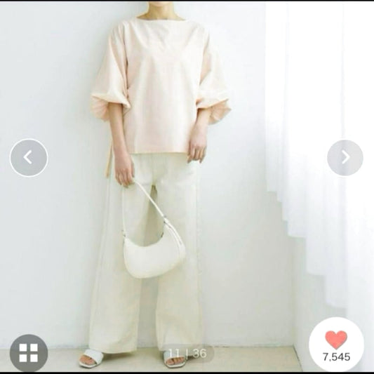 Coca Balloon Sleeve Blouse Light Pink Free Size