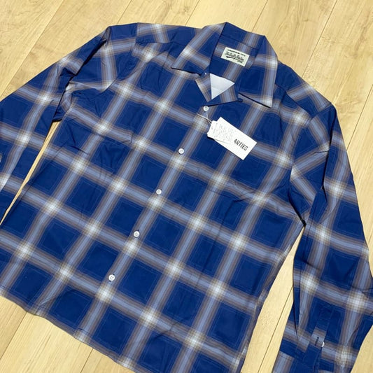 Open Collar Ombre Check Shirt Long Sleeve