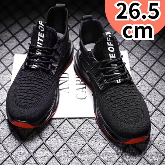 Men's Black Sneakers 26.5cm Breathable Thick Sole