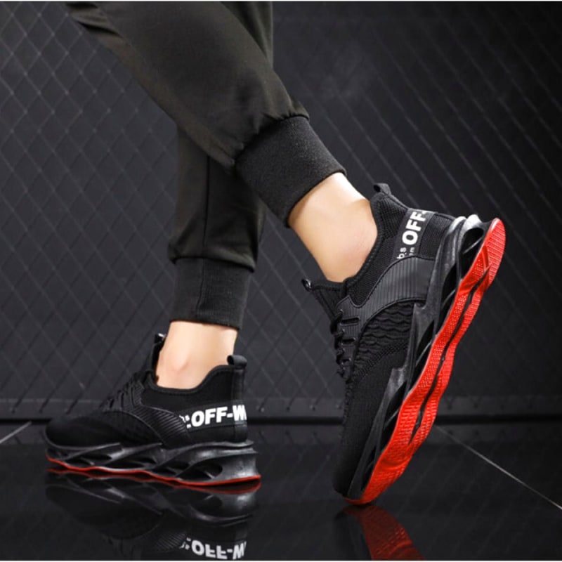 Men's Black Sneakers 26.5cm Breathable Thick Sole