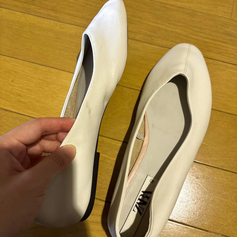 ZARA White Leather Flat Shoes Size 40