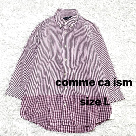 Comsa CA Ism Red and White Stripe Button-Down Shirt L