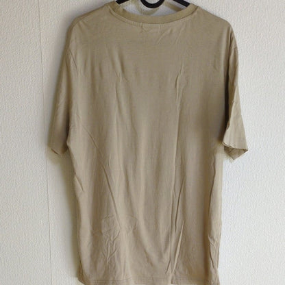 Beige T-Shirt with Japanese Pattern Print Men's L Size
